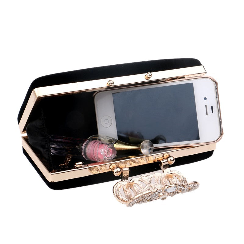 Fashion Women Bags Velvet Day Clutch Crown Diamonds Evening Bags Luxury 2023 Lady Handbags Party Wedding Female Purse