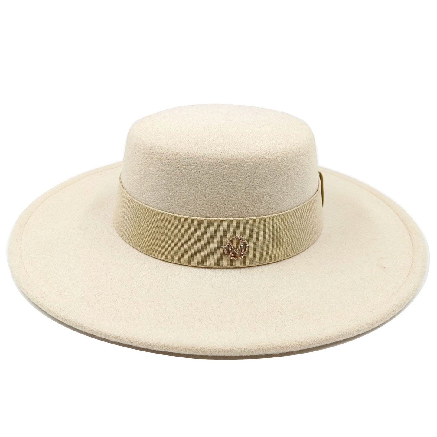 2022 new oversized edge flat top hat retro French felt hat outdoor sun hat women's big-brimmed fedora hat