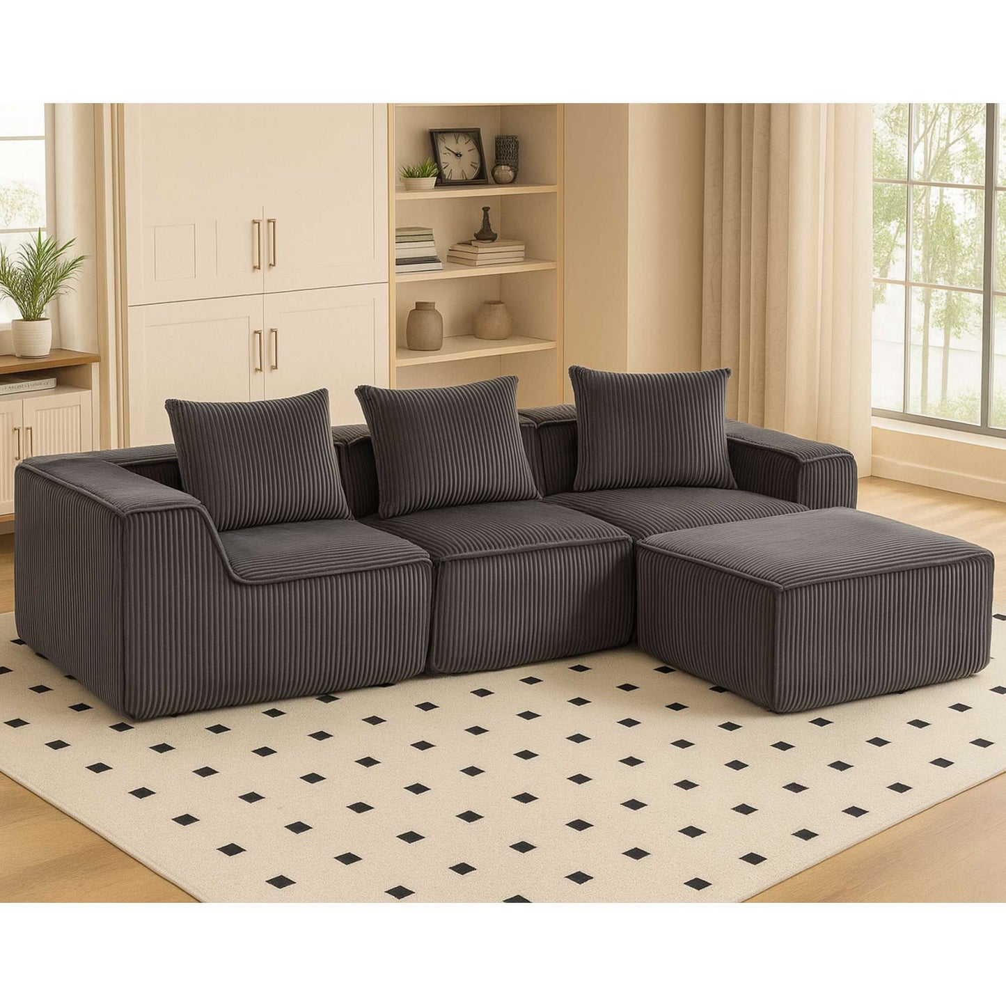 Sectional boneless Couch with L-Shape Chaise,Modern Modular sleeper Sofa with Deep Seat, Upholstered Couches for Room