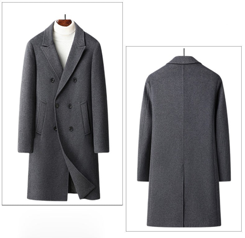 Winter Men's Woolen Coat Thicken Warm Trench Coat Men Wool Casual Double Fashion Breasted Long Overcoat Men
