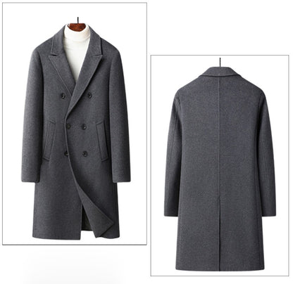Winter Men's Woolen Coat Thicken Warm Trench Coat Men Wool Casual Double Fashion Breasted Long Overcoat Men