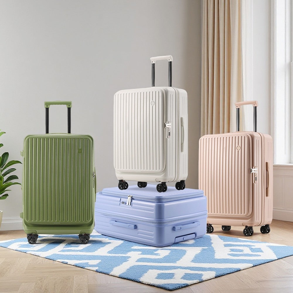 Mala de Viagem Grande Capacidade Expansível Multifuncional Abertura Lateral Case de Bordo Suporte para Copo Rodas com Freio Amortecedor