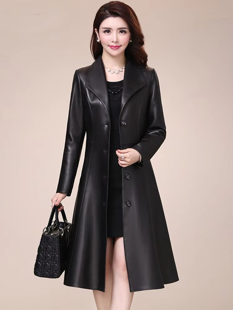 Mauroicardi Spring Autumn Fitted Soft Black Pu Leather Blazer Jacket Women Single Breasted Elegant Luxury Designer Clothes 2025