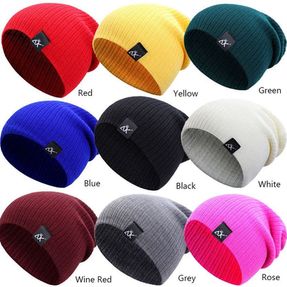 Novos Gorros de Outono Inverno para Mulheres Homens Chapéus de Malha Quentes Feminino Gorro Folgado Aquecedor Boné Feminino Macio Confortável