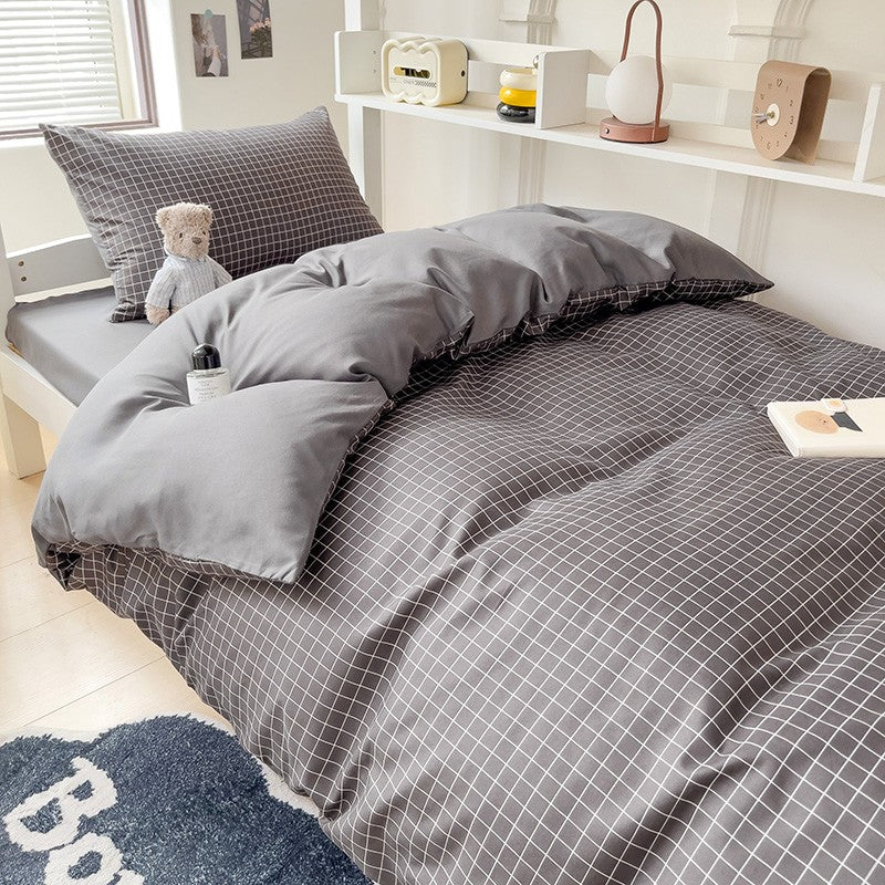 Conjunto de edredom lavado de 3 peças para Quarto Apartamento Dormitório Estudantil Simples popular multi-tamanho (1 capa de edredom + 2 fronhas)