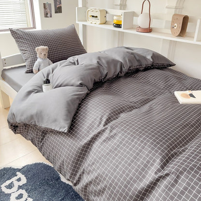 Conjunto de edredom lavado de 3 peças para Quarto Apartamento Dormitório Estudantil Simples popular multi-tamanho (1 capa de edredom + 2 fronhas)