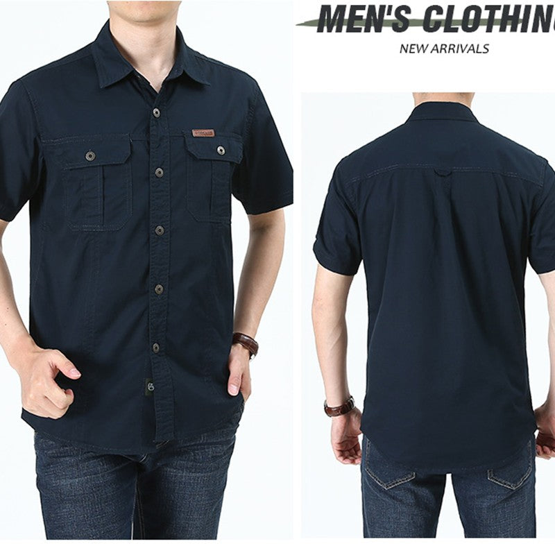 Summer Male Oversized Shirts Casual Business Shirts Breathable Fashion Cotton Shirts Work Cargo Shirts Blouses Man Clothing 5XL