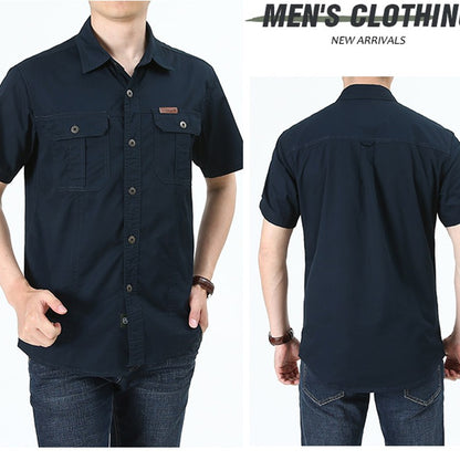 Summer Male Oversized Shirts Casual Business Shirts Breathable Fashion Cotton Shirts Work Cargo Shirts Blouses Man Clothing 5XL