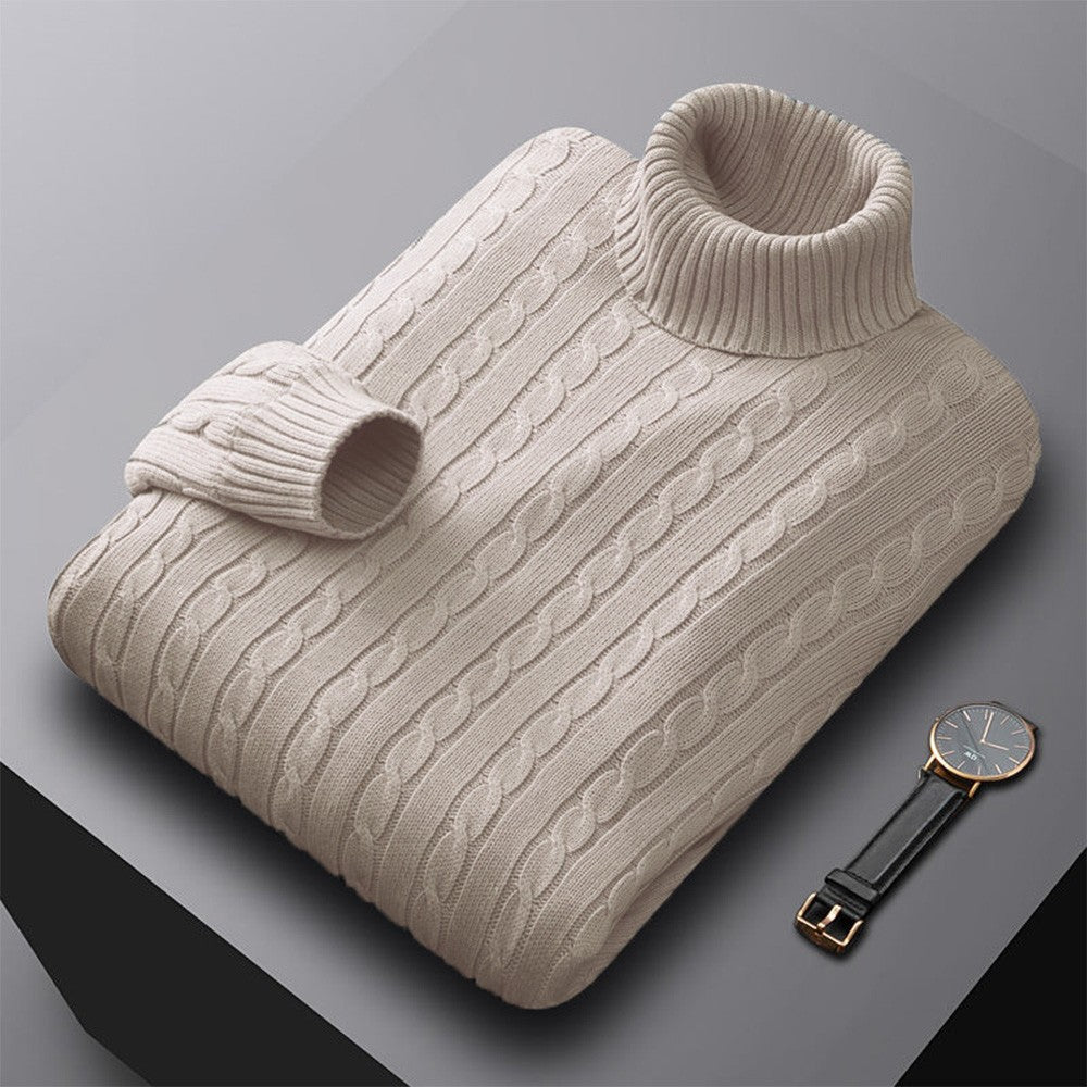 New Men's Turtleneck Sweater Solid Color High Neck Pullover Knitted Sweaters Casual Elastic Sweatwear Mens Fall Winter