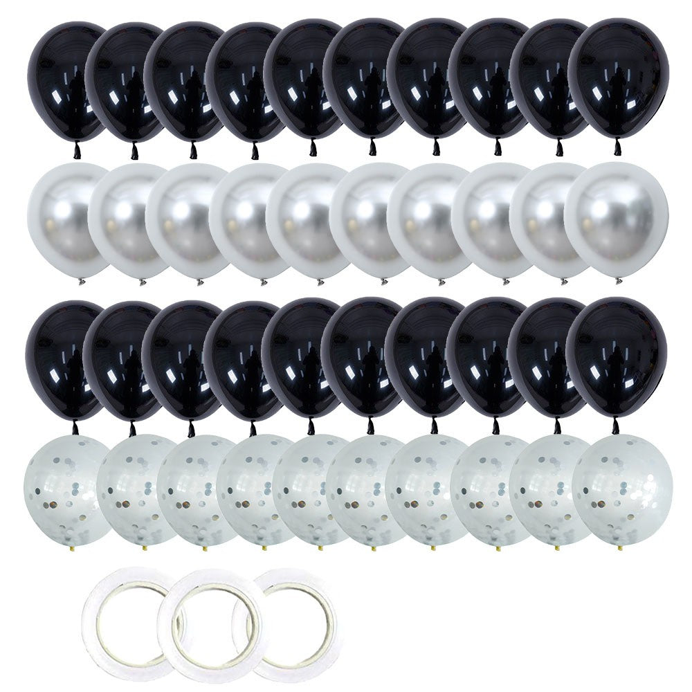 40pcs 12inch Silver Black Confetti Latex Balloons Boy Girl Birthday Adult Woman Man Party Decorations Graduation Father's Day