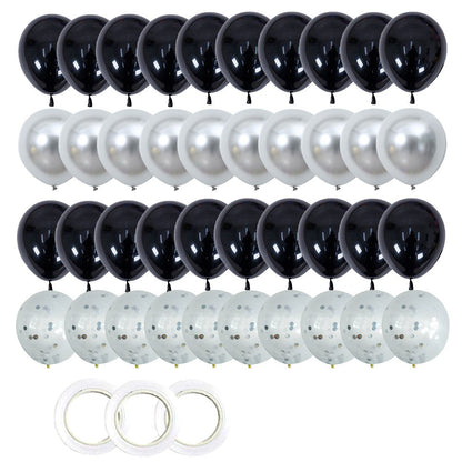 40pcs 12inch Silver Black Confetti Latex Balloons Boy Girl Birthday Adult Woman Man Party Decorations Graduation Father's Day