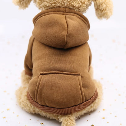 Roupas de Cachorro Fashion Outono e Inverno Roupas para Pequenos Pets Espessamento Quente Cor Sólida Moletom de Duas Pernas com Capuz Produtos Casuais para Pets