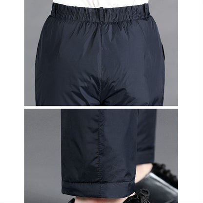 Calça Masculina Grossa de Inverno Corta-vento Quente Reta Acolchoada Algodão Elástico Forrada de Lã para Uso Externo