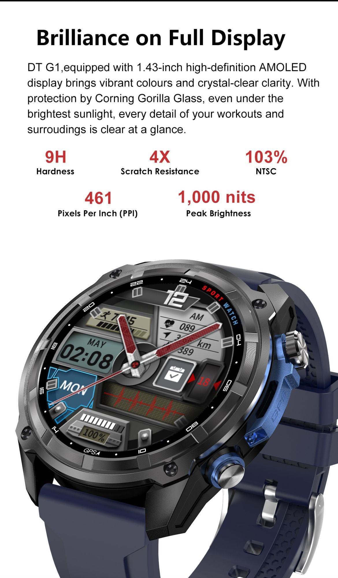 NEW 4GB Memory Video Player Smart Watch AMOLED With GPS Offline Maps Military Sports Smartwatch Men 30m Swim Waterproof Bracelet