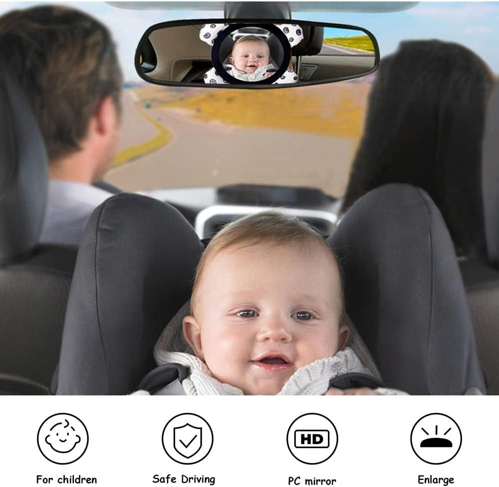Espelho de Bebê Multifuncional, Alto Contraste Preto e Branco, Tummy Time, Presente de aniversário/Natal para meninos e meninas, para carro
