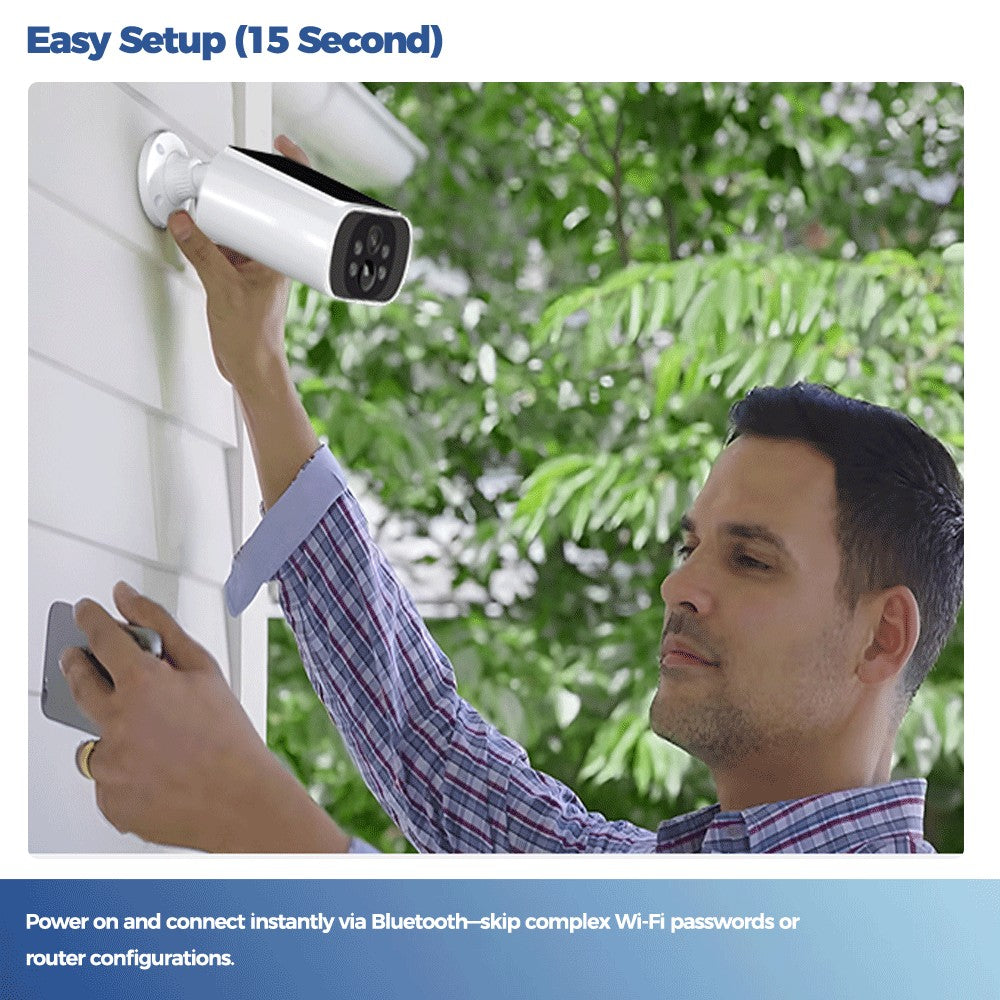 ALEVIO 2.5K Outdoor Solar Camera Wireless Cam WIFI Ultra Standby Time PIR Motion Light Color Night Vision AI Detect Battery Cam