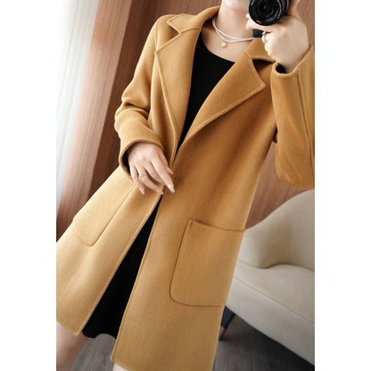 Autumn Winter Girls Fashion Mid-Long Jackets Female Casual Woolen Blends Coats Clothes Lady Korean Fashion Designer Coat