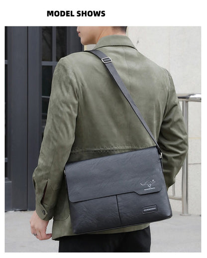 Business Shoulder Bag For IPAD PU Leather Business Handbag Men Messenger Bag Large Side Sling Bag Fashion Man Crossbody Bag