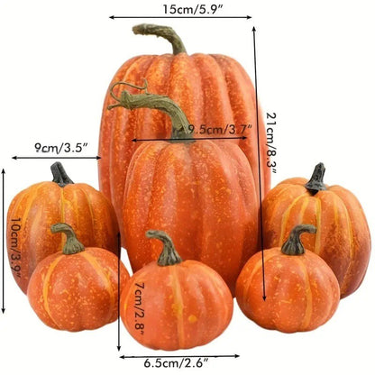 7pcs Pumpkin Autumn Decor Outdoor Orange Foam Plastic Fake Artificial Pumpkin Halloween Harvest Festival  Home Table Decor