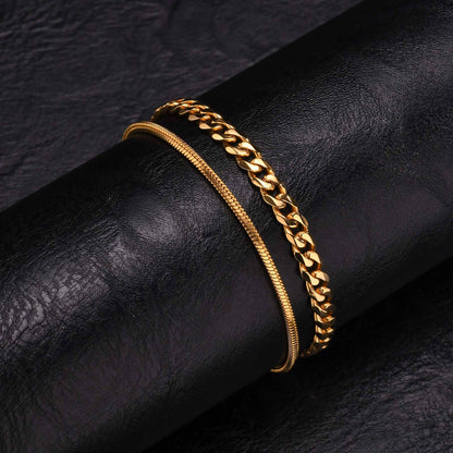2 Pulseiras Masculinas de Corrente, Aço Inoxidável Prata Ouro Cor Preta, Corrente de Corda Torcida, Pulseira, Correntes Cubanas Modernas de Presente