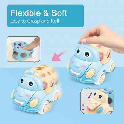 Baby Toy Car Rattle - Press & Go Friction Powered Truck, Soft Rolling Cars for Toddlers 1-3 Perfect Birthday Gift for Girls Boys