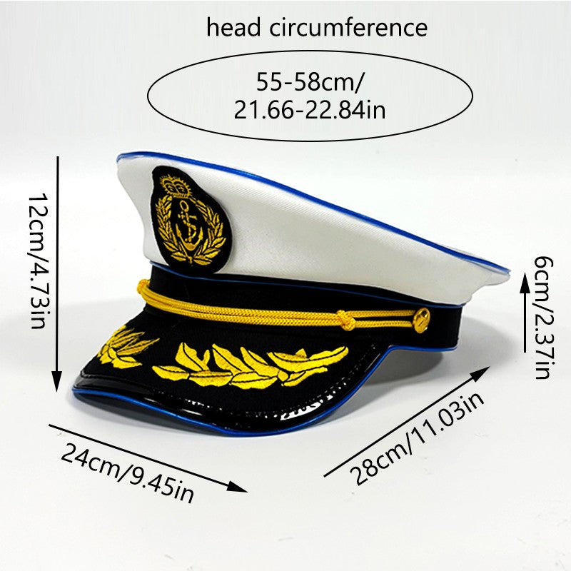 New Luminous Navy Hat Men Women Costume Cosplay Navy Cool Props Hats Glowing For Night