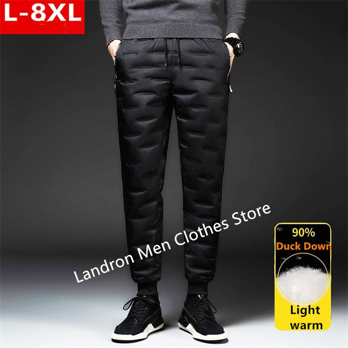 Calças Masculinas de Pena de Pato para Exterior, Acolchoadas, Inverno, 8GG, 7GG, 6GG, Jogger, Quente, Impermeável, Térmica, Tamanhos Grandes, Roupas Resistentes ao Frio