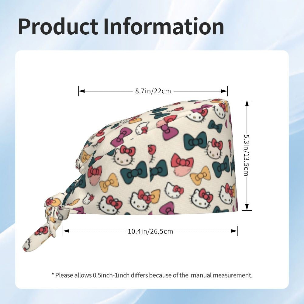 Touca Cirúrgica Personalizada Hello Kitty Equipe Médica Feminino Masculino Desenho Animado Personagem Para Chapéu de Chef Touca de Esfoliação
