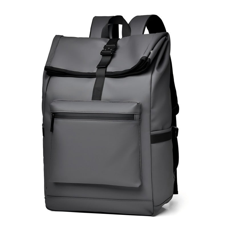 Mochila de Grande Capacidade - Mochila de Viagem e Deslocamento Preta Sólida Estilosa com Alças Ajustáveis, Vários Compartimentos, Mochila de Viagem