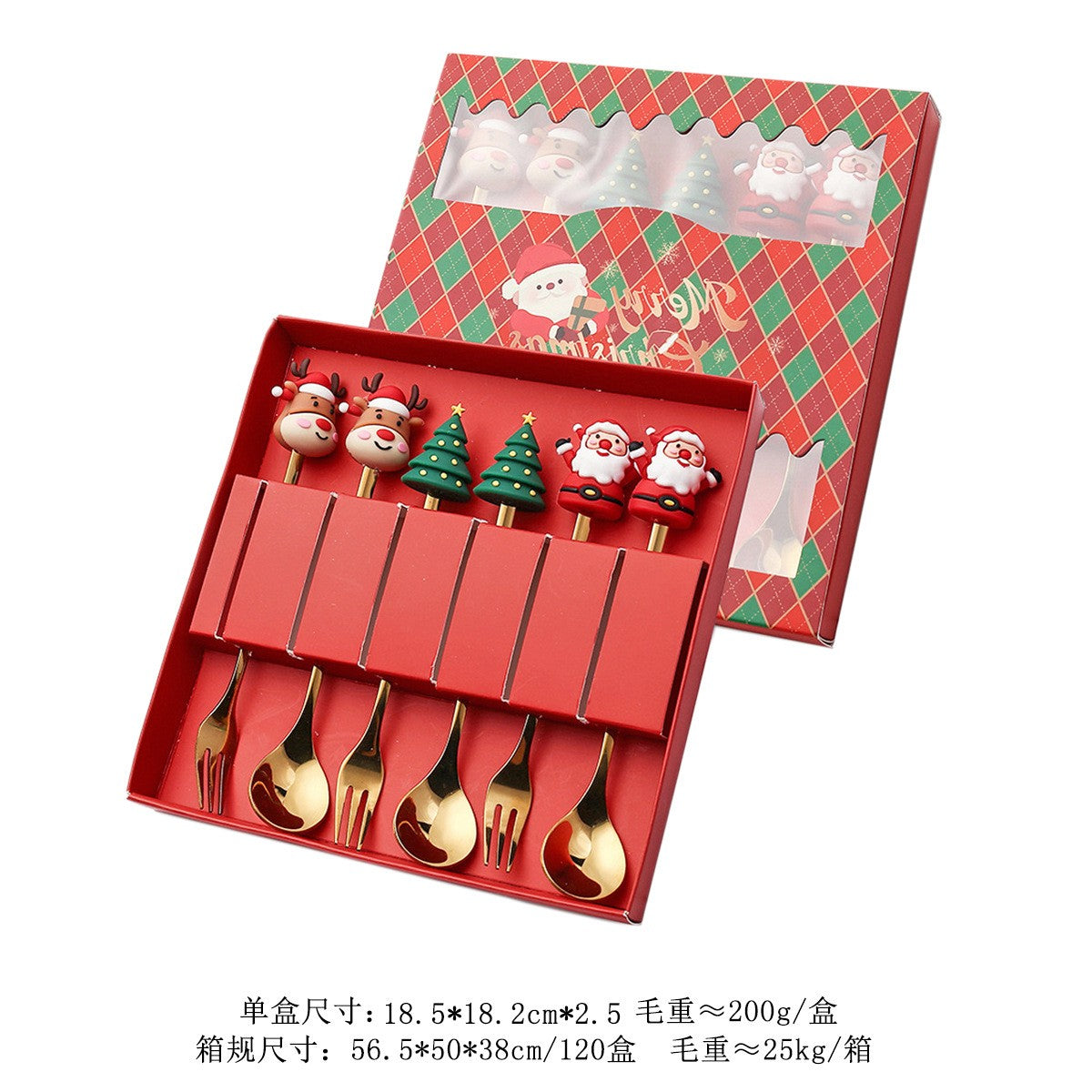 Christmas Cutlery Set Elk Dessert Scoop Fruit Fork Coffee Spoon Stainless Steel Dessert Fork 4/6PCS Christmas Spoons Fork Set