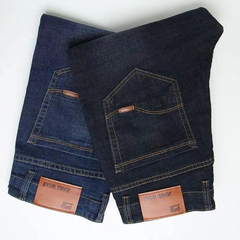 2024 NEW Men's Fashion Business Jeans Classic Style Casual Stretch Slim Jean Pants Male Brand Denim Trousers Black Blue