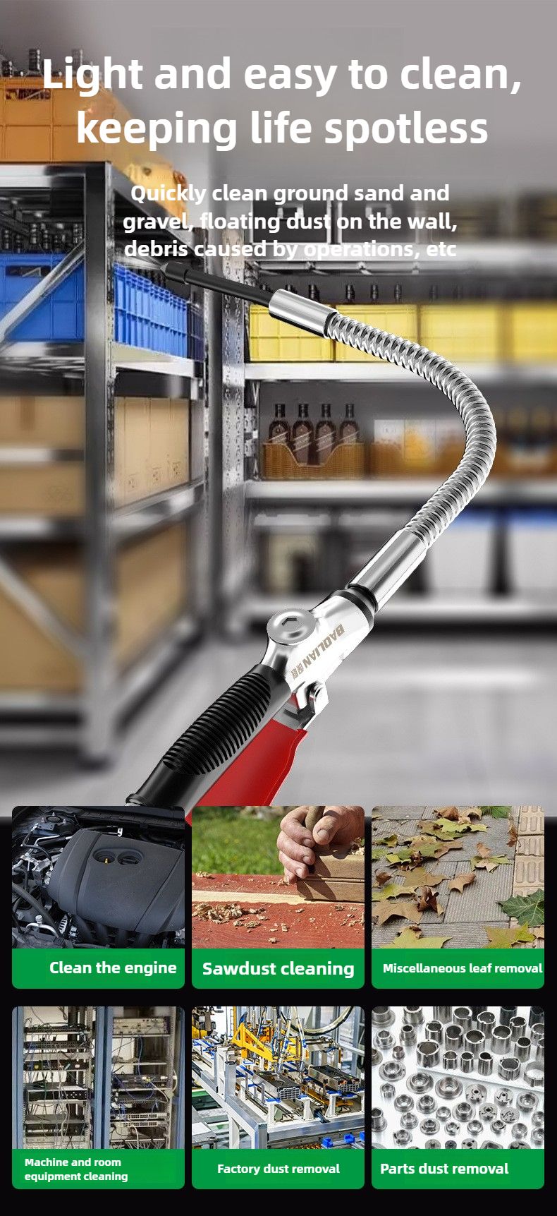 Pistola de Sopro de Ar Universal de Liga, Pistola de Água de Lavagem de Carro com Ferramentas Pneumáticas de Alto Volume Potente, Remoção de Pó de Compressor de Ar
