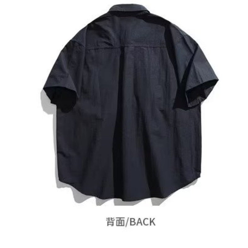 Men's Japanese Style Cargo Shirts Vintage Laple Short Sleeve Shirts 2025 Spring Summer Loose Casual Shirt Jacket Male Streetwear