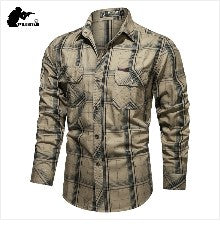 Stretch Men's Shirt Multiple Pockets Quick Drying Shirts High Quality Male Elastic Tooling Shirt Men Clothing Casual Shirts AF54