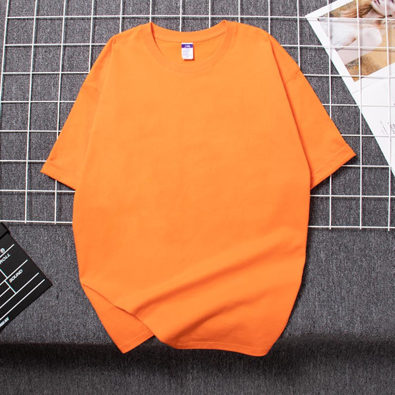 Cotton heavy-duty men's and women's T-shirts, summer breathable short sleeves, customized printing, logo embroidery