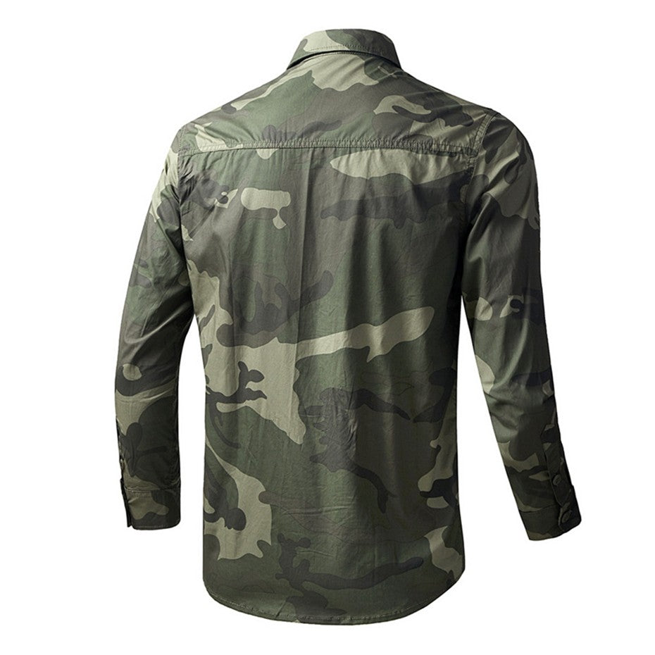 Military Camouflage Shirt Men Long Sleeve Shirts Spring Autumn Camo Cargo Shirts Male Fashion Casual Blouse