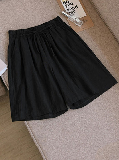 Women shorts Summer Casual Solid Cotton Linen shorts high waist loose shorts for girls Soft Cool female shorts M-3XL