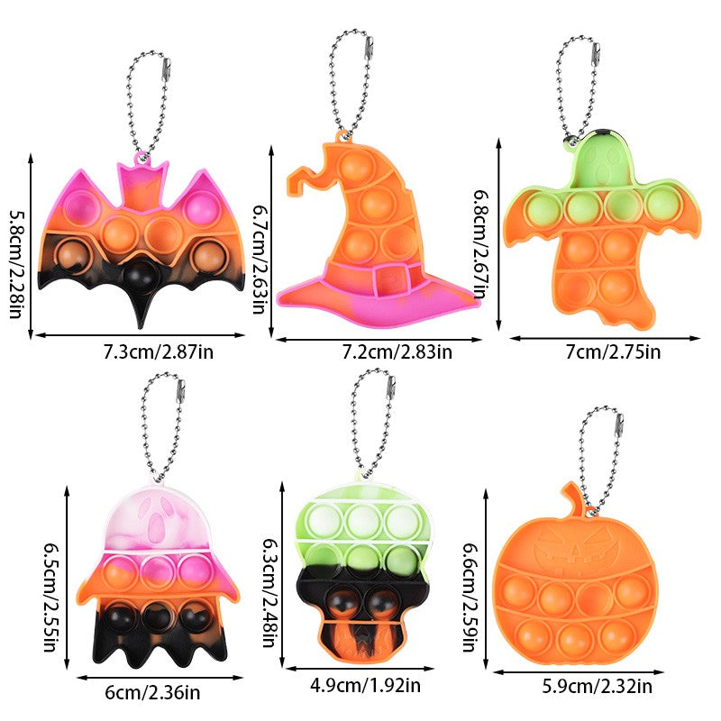 6/12Pcs Halloween Ghost Pumpkin Skull Pop Fidget Antistress Toy Kaychain for Kids Birthday Party Favors Halloween Pinata Fillers