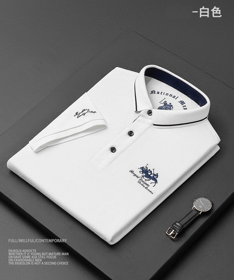 Summer New Embroidered Cotton Short Sleeved Polo Shirt for Men's Fashion, Casual, Comfortable, and Breathable T-shirt Top