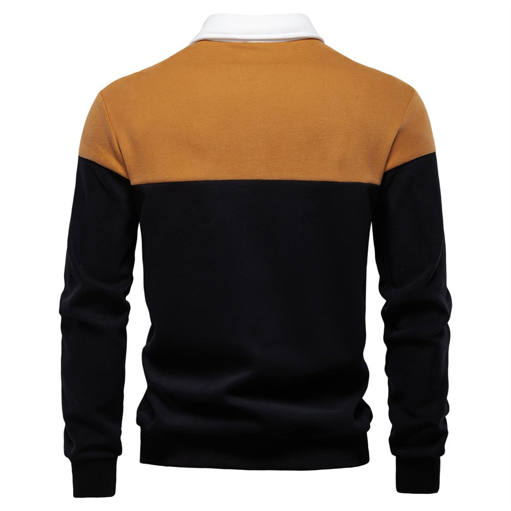 AIOPESON Men's Premium Cotton Sweatshirt Color Block Sweatshirt Long Sleeve Business Casual Social Sweatshirt