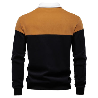 AIOPESON Men's Premium Cotton Sweatshirt Color Block Sweatshirt Long Sleeve Business Casual Social Sweatshirt