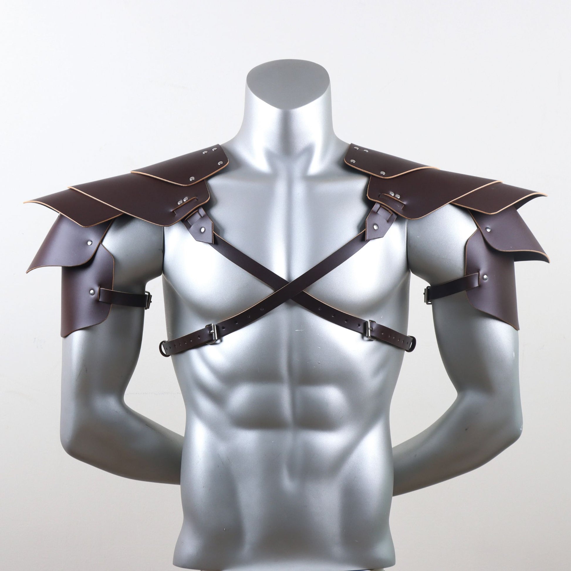 Medieval Viking Armor Leather Shoulder Harness Renaissance Style Cosplay Accessory, Adjustable Straps, Cool and Handsome Theme