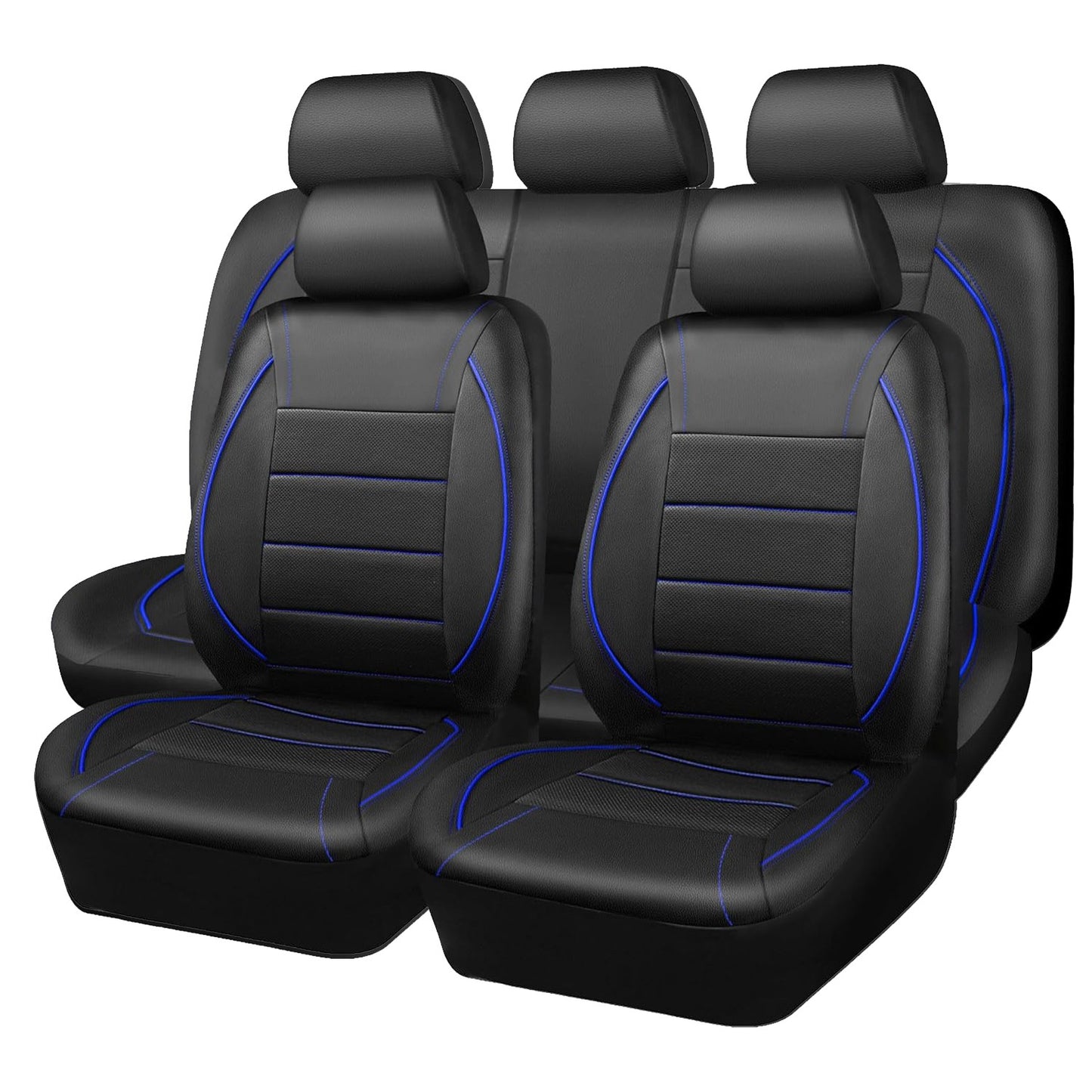 Capas de Couro Universais para Banco de Carro Vermelho Simples à Prova d'Água para 5 Assentos