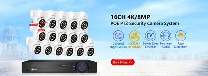Movols 4K XMEYE POE Surveillance System 8MP 4MP Two Way Audio PTZ CCTV POE AI Security Camera 8CH P2P NVR Video Surveillance Kit