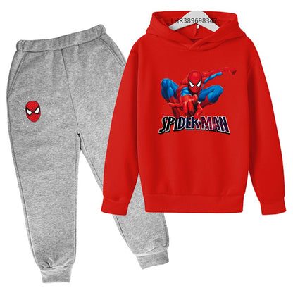 Autumn winter children's hoodie Spider-Man clothing leisure outerwear sweatshirt +pants set  Suitable 3-12 years Boys girls gift