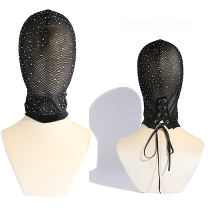 Sexy Transparent Mesh Ultra Thin Perspective Clothing Fishing Net Hollow Vest Headscarf Hood Cosplay Party