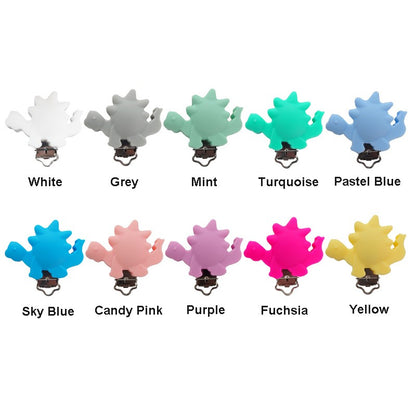 Chenkai 10PCS Round Bear Star Silicone Teether Clip DIY Baby Pacifier Dummy Chain Holder Soother Nursing Jewelry Toy Clips