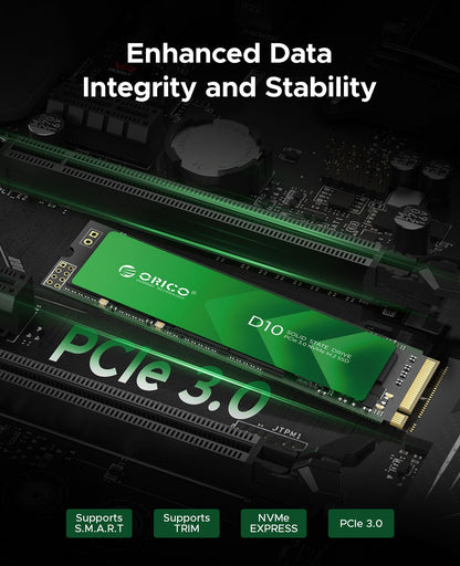 SSD Interno ORICO M.2 NVMe PCIe3.0 1700 MB/s M Key 2280 256GB para Usuários de Escritório Estudantes Notebook Desktop