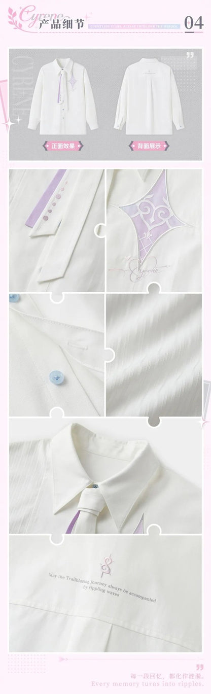 [Genuine] miHoYo Game Cyrene Shirt Honkai Star Rail Cyrene Theme Long-sleeved Blouses Casual Costume Top Cosplay Halloween Gifts