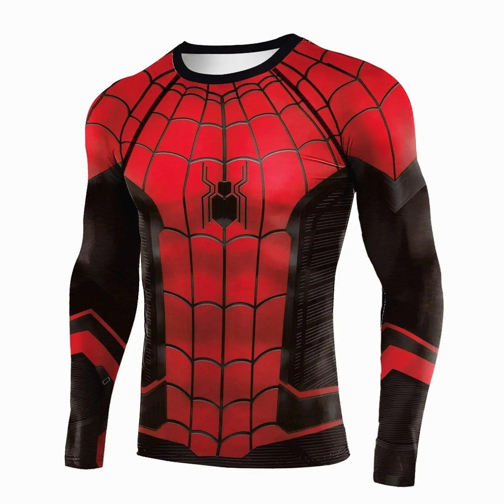 Mens Compression Shirts Long Sleeve Comics Spider Cosplay T-Shirt Superhero Tops Elastic Fitness Sportwear Halloween Clothes